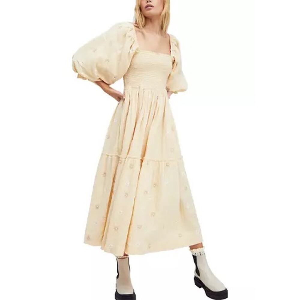 Free People Dahlia embroidered boho maxi dress size XS